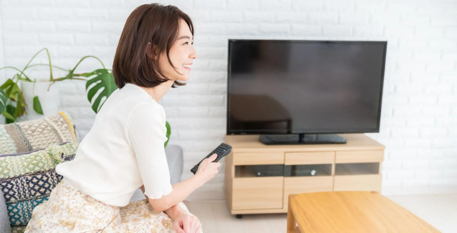 Woman watching TV