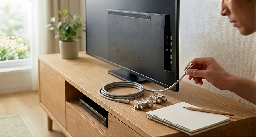 テレビとアンテナケーブルの接続