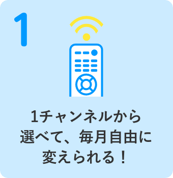 1チャンネルから選べて、毎月自由に変えられる！